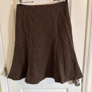 Women's Chaps Wool Blend A Line Flare Midi Skirt Brown Sz 10 Workwear Preppy